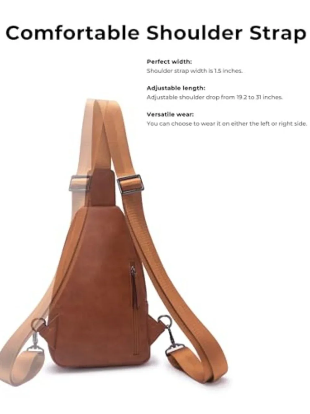 Large Sling Bag Crossbody Purse Faux Leather Fashionable Trendy Chest Bag